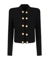 Balmain Button-embellished Collarless Jacket In Black