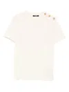 Balmain Button-embellished Cotton T-shirt In Pink