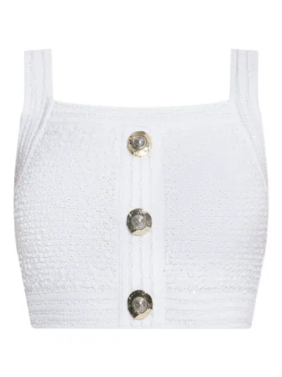 BALMAIN BUTTON-EMBELLISHED CROPPED TOP