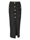 Balmain Buttoned High Waist Skirt With Slit Detail In Black