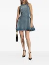 Balmain Button-embellished Denim Dress In Blue