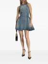 Balmain Button-embellished Denim Dress In Blue