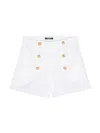 Balmain Button-embellished Denim Shorts In White