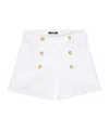 Balmain Button-embellished Denim Shorts In White