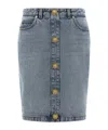 Balmain Denim Skirt Featuring Pockets And Button Accents In Blue