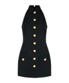 Balmain Black Dress With Pointed Collar And Logo Buttons On The Front In Wool Woman
