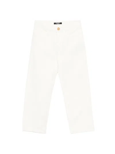 Balmain Kids' Button-embellished Jeans In White