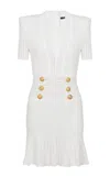 BALMAIN BUTTON-EMBELLISHED KNIT MINI DRESS