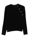 Balmain Button-embellished Knit Sweater In Black