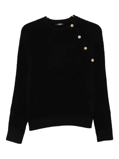 Balmain Kids' Button-embellished Knit Sweater In Black