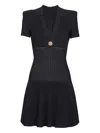 Balmain Button-embellished Knitted Dress In Black