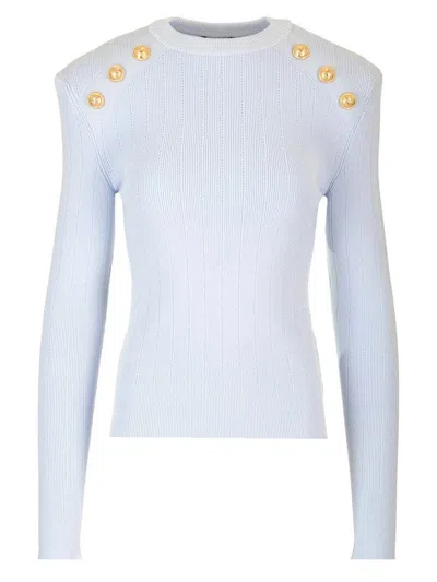 Balmain Knit Jumper Knitwear Light Blue