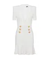 Balmain Button-embellished Knitted Minidress In White