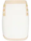 Balmain 6-button Metallic-edge Pointelle Knit Mini Skirt In Neutrals