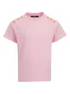 Balmain Button-embellished Logo T-shirt In Pink