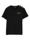Balmain Button-embellished Logo T-shirt In Black