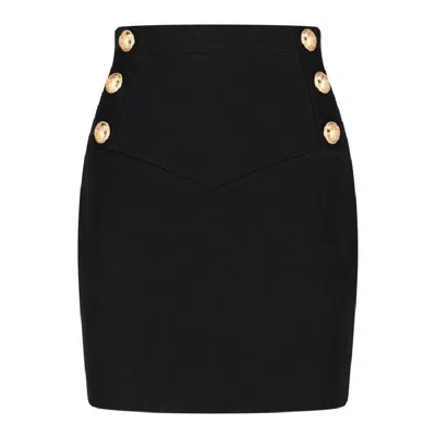 Balmain Button Embellished Mini Skirt In Black
