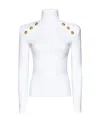 Balmain Crew-neck Sweater With Buttons In White