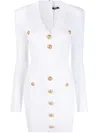 Balmain Button-embellished Ribbed-knit Minidress