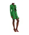 Balmain Button-embellished Ribbed Skirt In Green