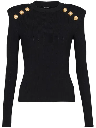 Balmain Shoulder-pad Sweater In Black