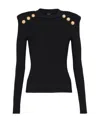 Balmain Crew-neck Sweater With Buttons In Black