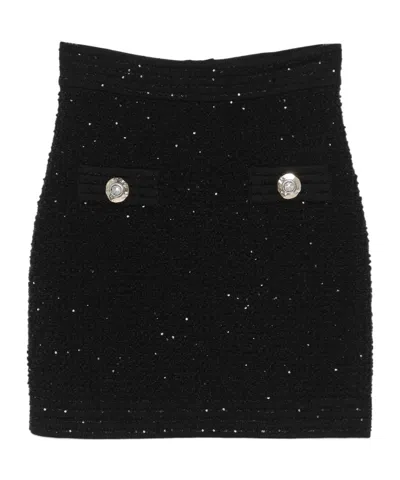 Balmain Button-embellished Skirt In Black