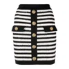 Balmain Button-embellished Metallic Striped Knitted Mini Skirt In Multi