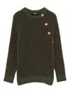 Balmain Button-embellished Sweater In Brown