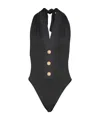 Balmain Black Buttons One-piece Swimsuit In Black