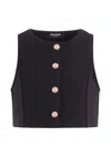 Balmain Button-embellished Top In Black