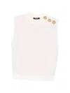 Balmain Button-embellished Top In White