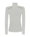 Balmain Button Embellished Turtleneck Jumper In Gray