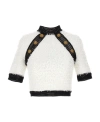 Balmain Button-embellished Tweed Crop Top In White