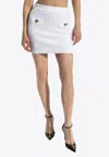 Balmain Button-embellished Tweed Mini Skirt In White