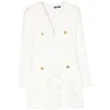 Balmain Button-embellished Tweed Minidress In White