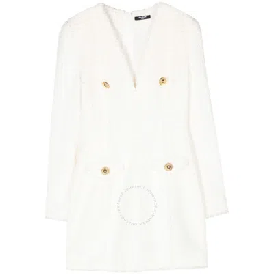 BALMAIN BALMAIN BUTTON-EMBELLISHED TWEED MINIDRESS