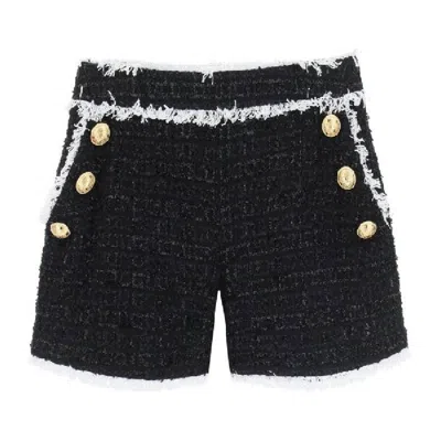 Balmain Button Embellished Tweed Shorts In Multi