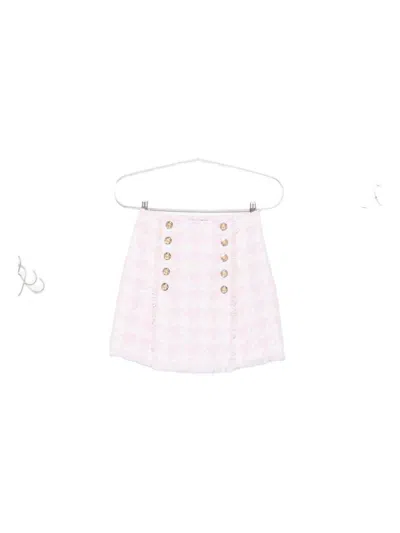 BALMAIN BUTTON-EMBELLISHED TWEED SKIRT