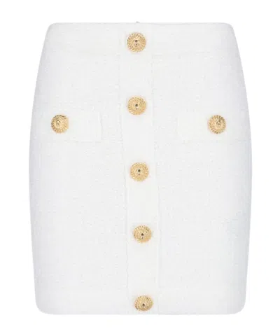 BALMAIN BALMAIN BUTTON EMBELLISHED TWEED SKIRT