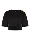 Balmain Button-detail Cropped Sweatshirt In Black