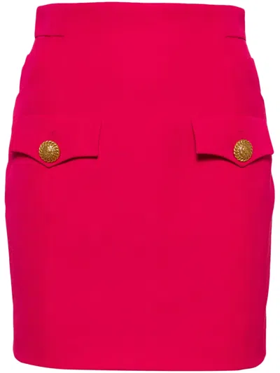 BALMAIN BUTTON-EMBELLISHED VIRGIN-WOOL MINISKIRT