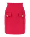 Balmain Button-embellished Virgin-wool Miniskirt In Red