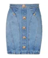 Balmain Buttoned Mini Denim Skirt In Blue