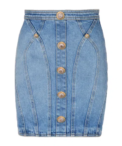 BALMAIN BALMAIN BUTTONED DENIM SKIRT