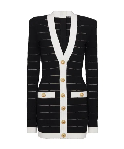 BALMAIN TWO-TONE KNIT DRESS WITH BUTTONS