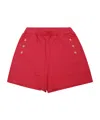 Balmain Button-embossed Cotton Shorts In Red
