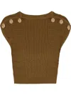 Balmain Button-embossed Knit Cropped Top