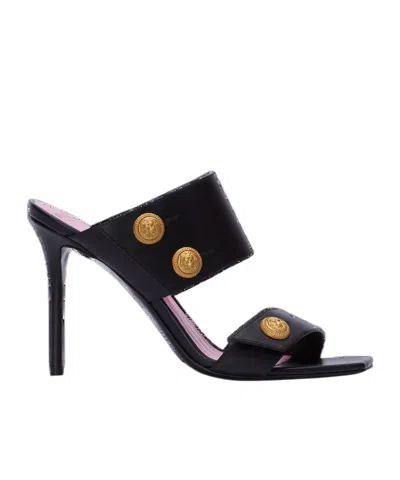 Balmain Smooth Leather Eva Mules In In Black