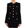 Balmain Button-fastening Round Neck Tweed Jacket In Black